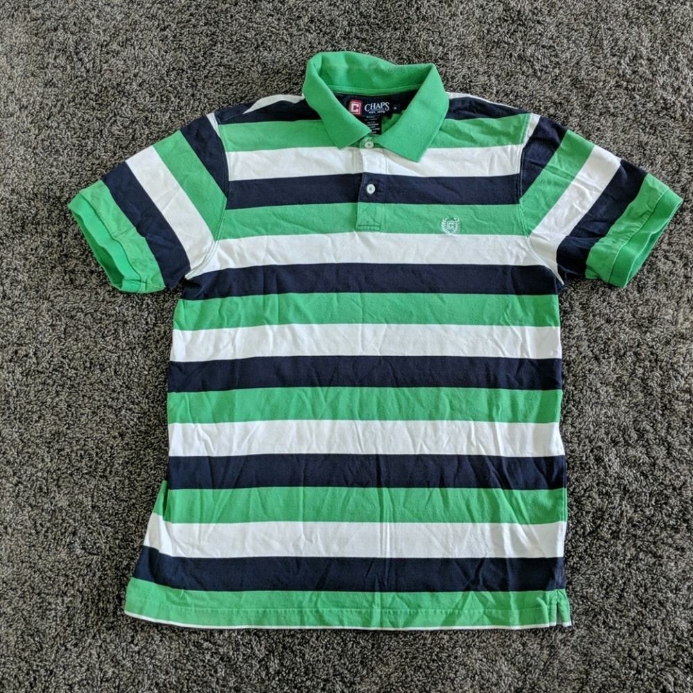 EUC Chaps Polo Shirt green, Navy, and White